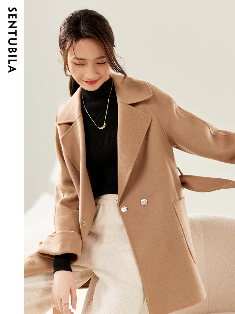 Wool Coat Peacoat - SENTUBILA Vrouwen Winter Wollen Jassen Elegante