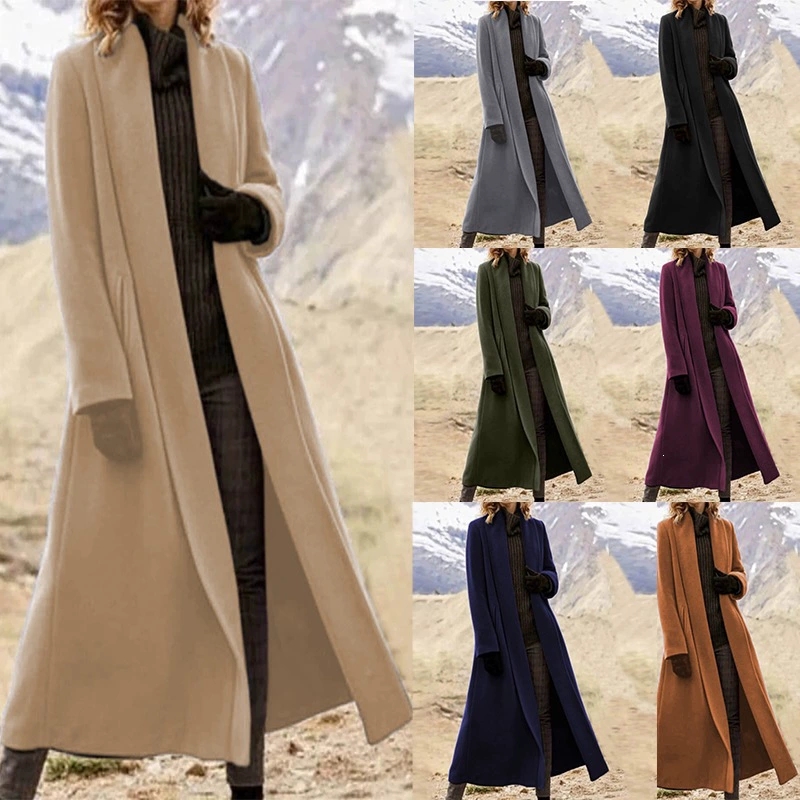 Wool Coat Peacoat - Plus Size Extra Lange Wollen Jas