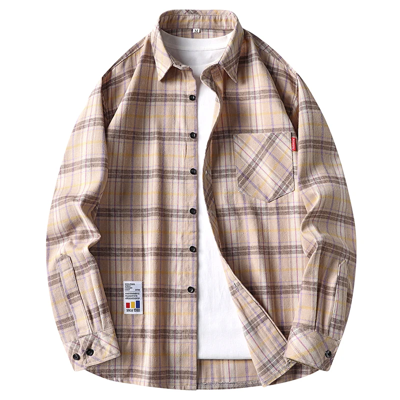 Flannel Shirt Lined - Heren casual geruite flanellen overhemden met